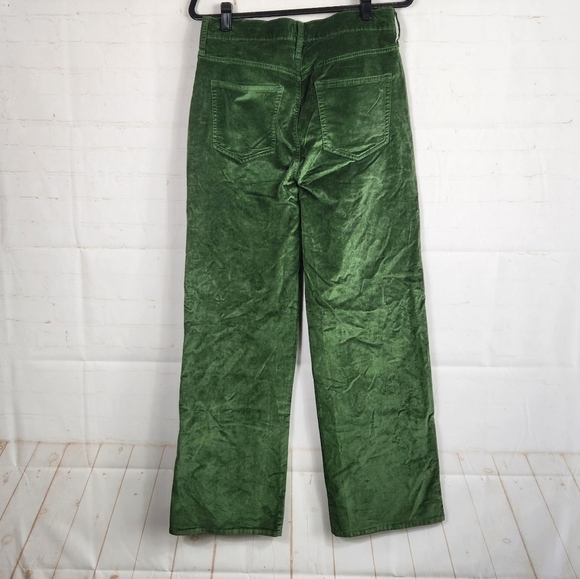 J. Crew Full Length Slim Wide Leg Pants BV661 in Stretch Velvet Green Size 29 - Picture 5 of 14